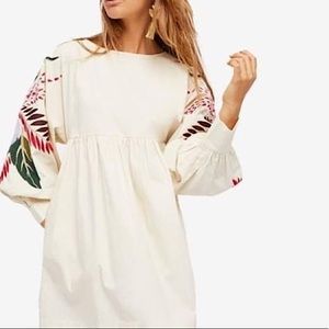 Free People Embroidered Shirtdress, Natural, Size M